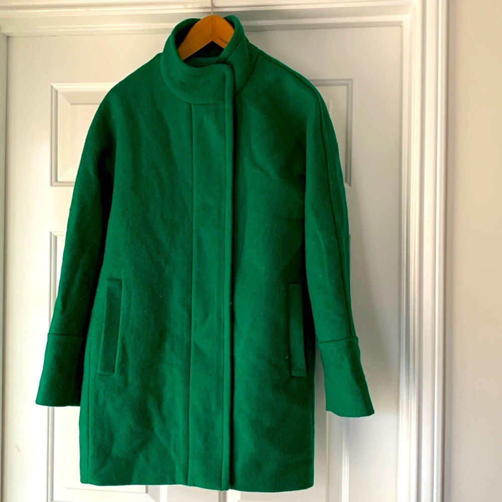 J.Crew Green Wool Blend Mockneck Zip Up Coat - Picture 5 of 16